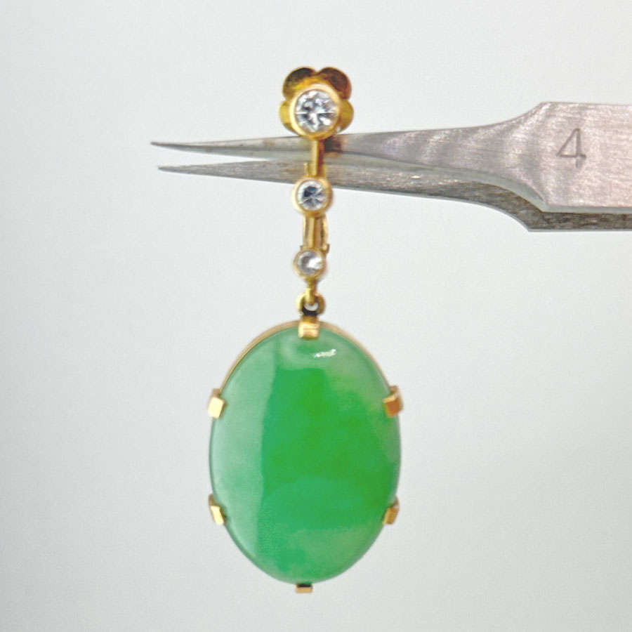 18ct Gold Jade And Diamond Earrings