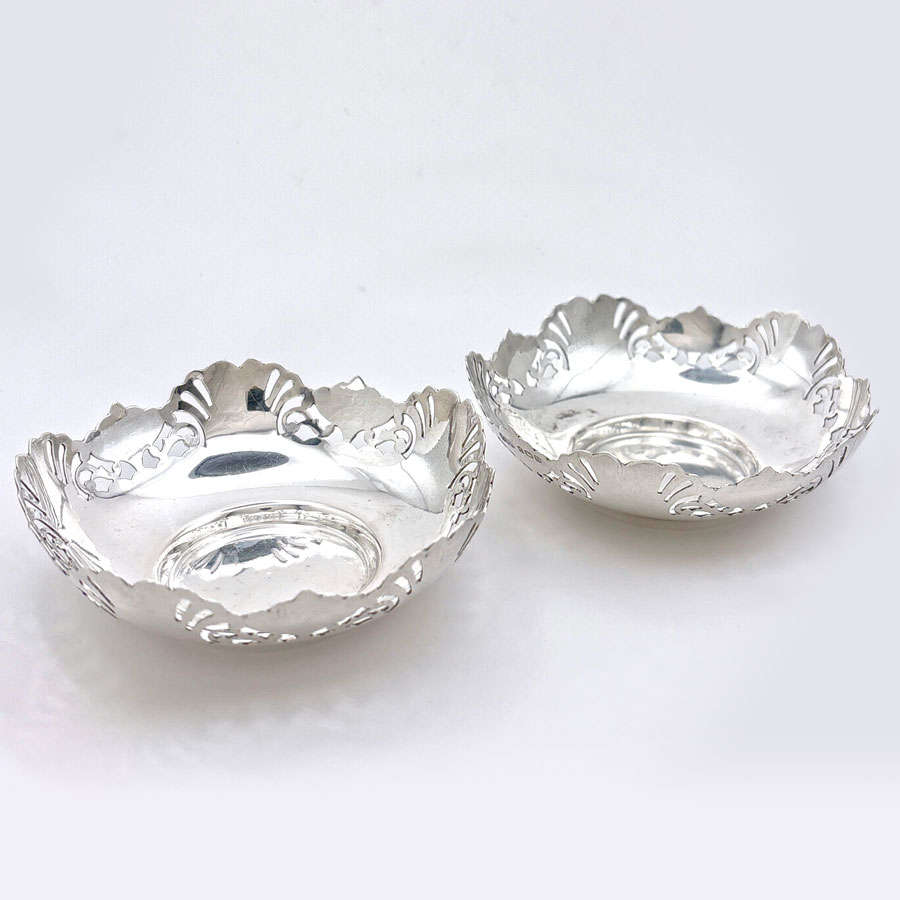 Pair Hallmarked Silver Bon Bon Dishes Birmingham 1944