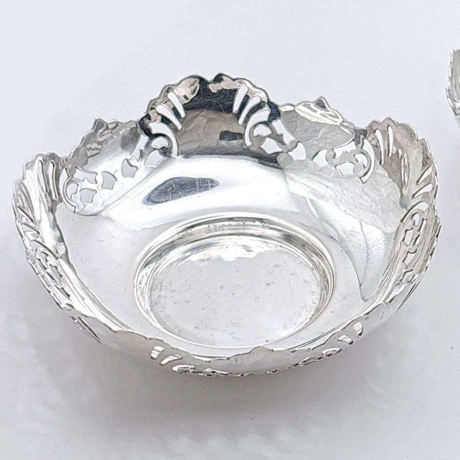 Pair Hallmarked Silver Bon Bon Dishes Birmingham 1944