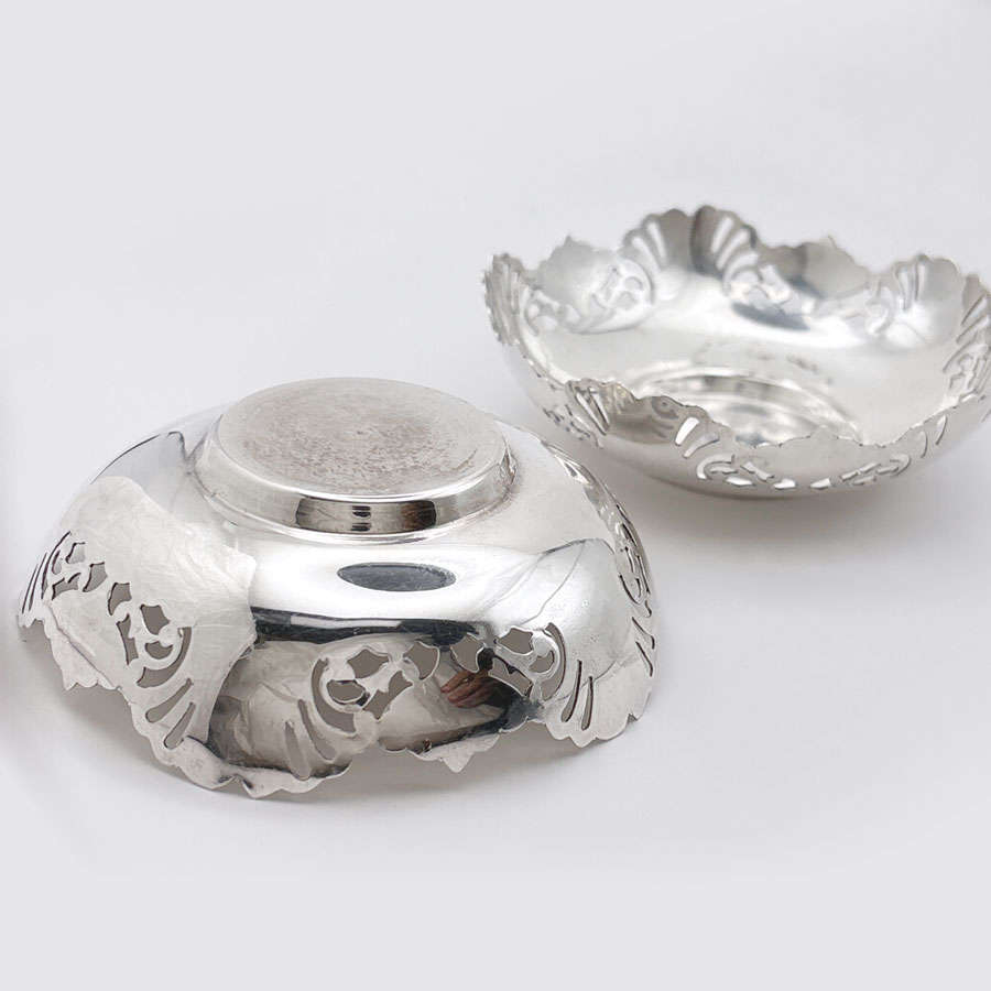 Pair Hallmarked Silver Bon Bon Dishes Birmingham 1944