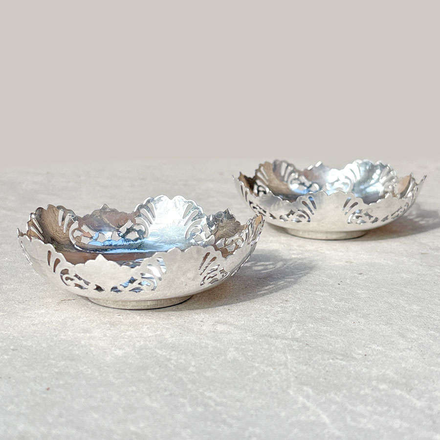 Pair Hallmarked Silver Bon Bon Dishes Birmingham 1944