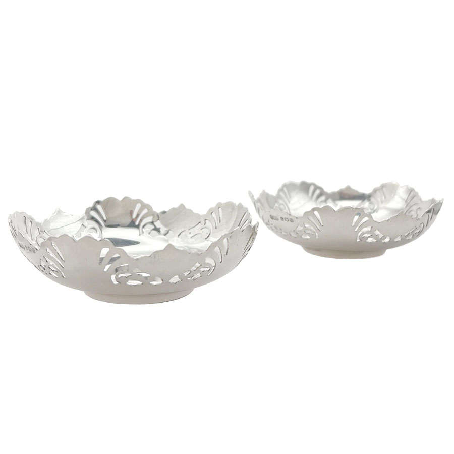 Pair Hallmarked Silver Bon Bon Dishes Birmingham 1944