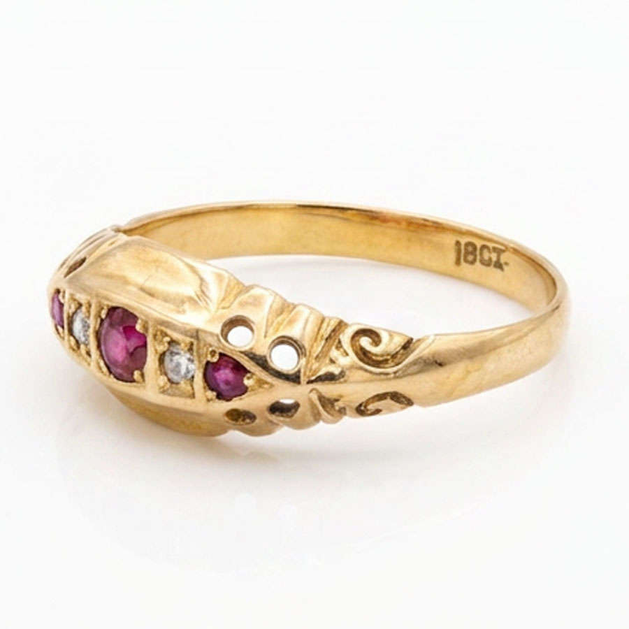 18ct Edwardian Gold Ruby and Diamond Ring