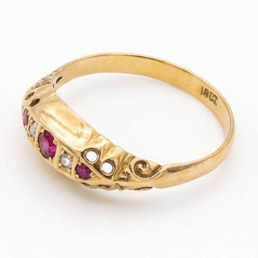 18ct Edwardian Gold Ruby and Diamond Ring