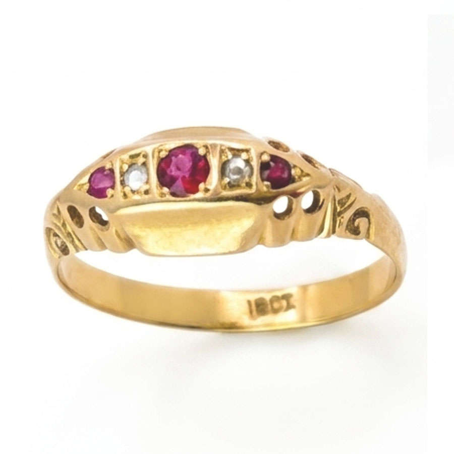 18ct Edwardian Gold Ruby and Diamond Ring