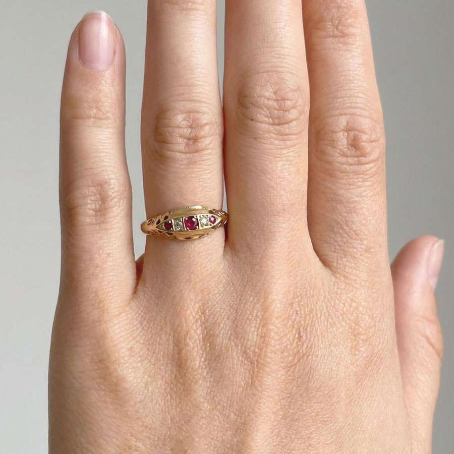 18ct Edwardian Gold Ruby and Diamond Ring