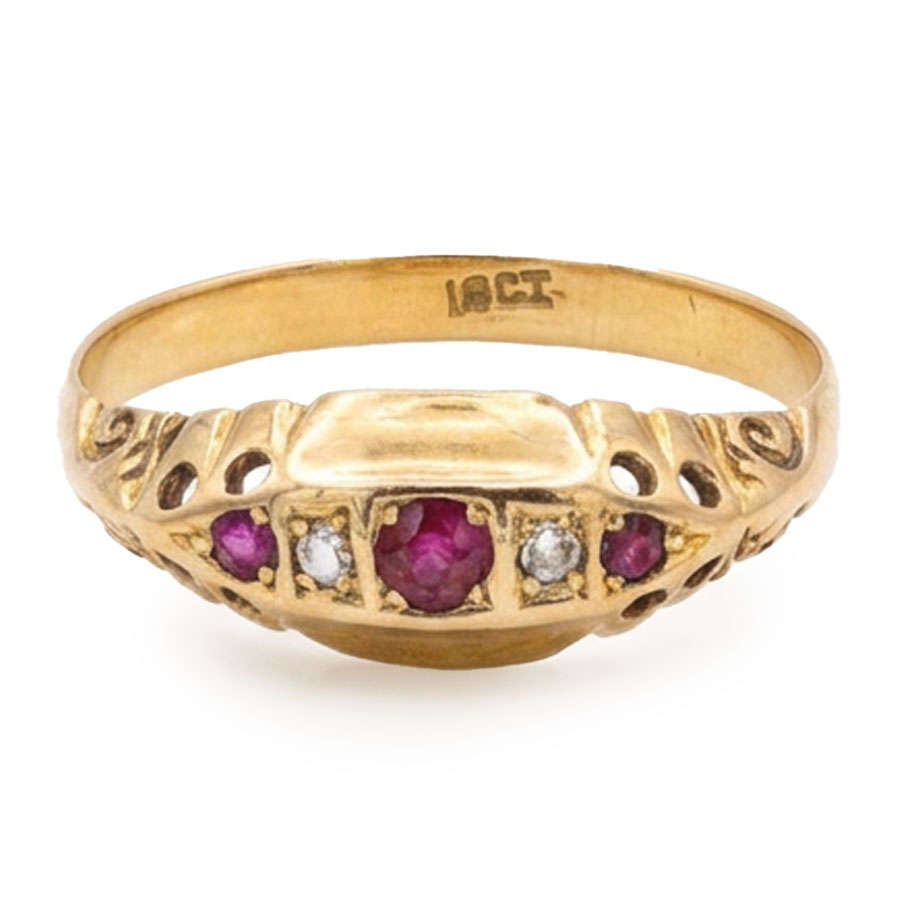 18ct Edwardian Gold Ruby and Diamond Ring