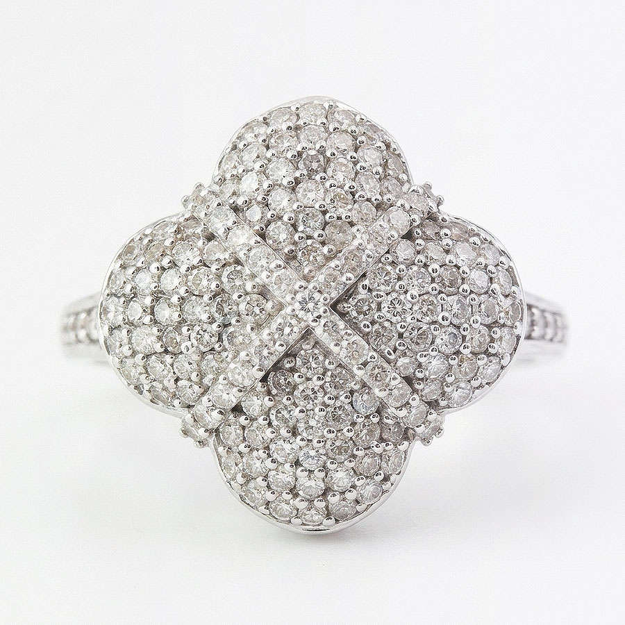 9ct White Gold Diamond Cluster Ring