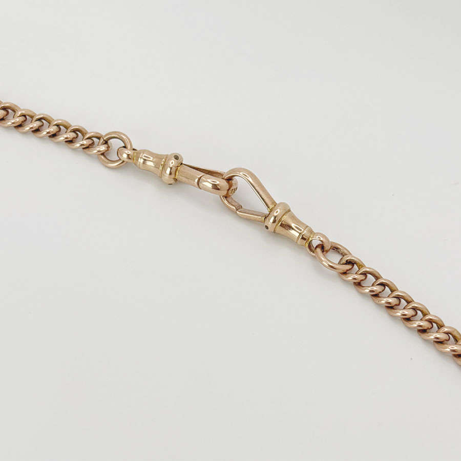Victorian 9ct Rose Gold Fob Chain With TBar And Medallion