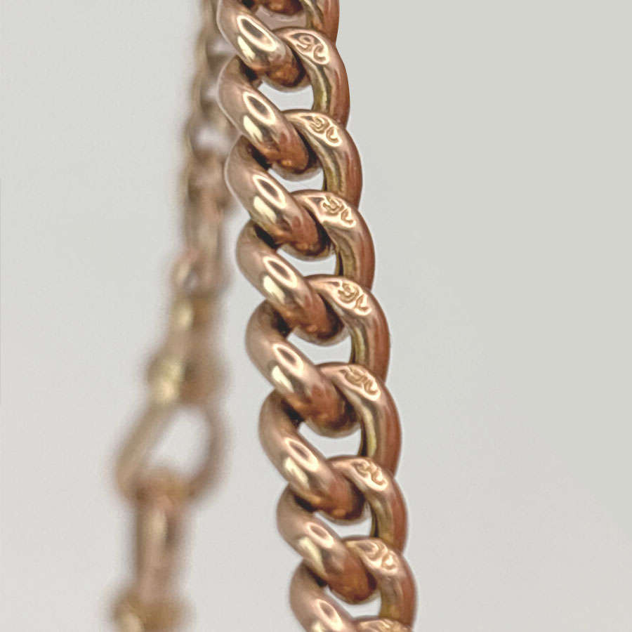Victorian 9ct Rose Gold Fob Chain With TBar And Medallion
