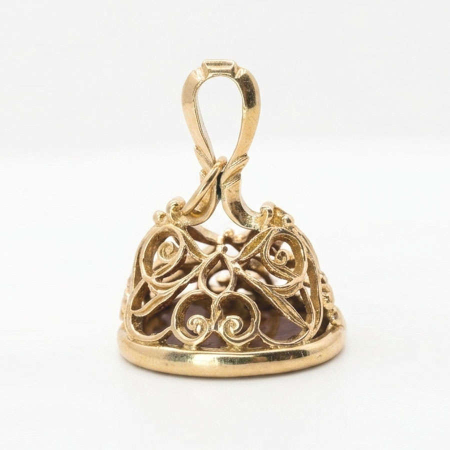 9ct Gold Carnelian Fob Pendant Birmingham 1971