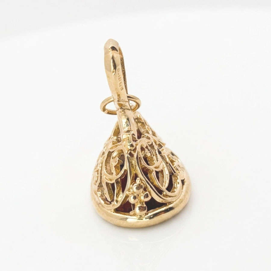 9ct Gold Carnelian Fob Pendant Birmingham 1971