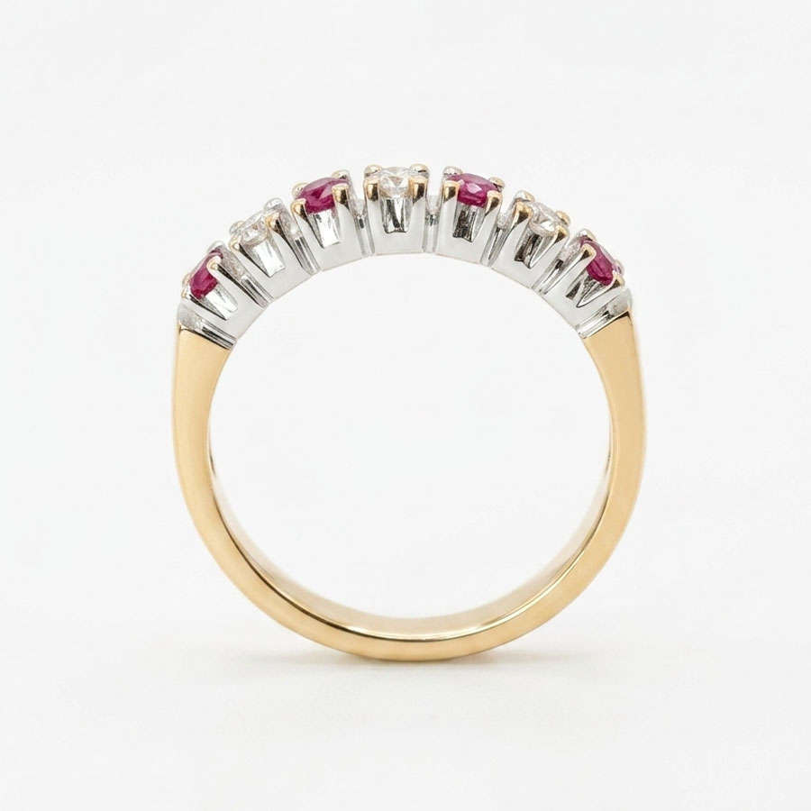 9ct Gold Rubies And Diamonds Half Eternity Ring
