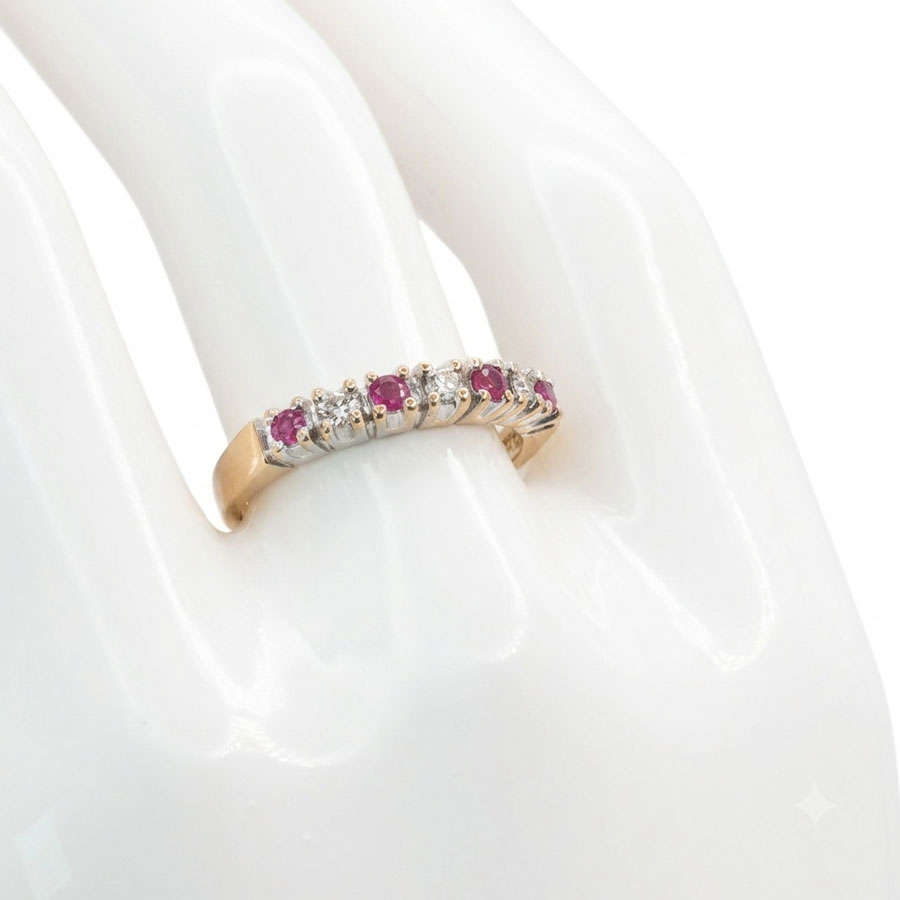 9ct Gold Rubies And Diamonds Half Eternity Ring