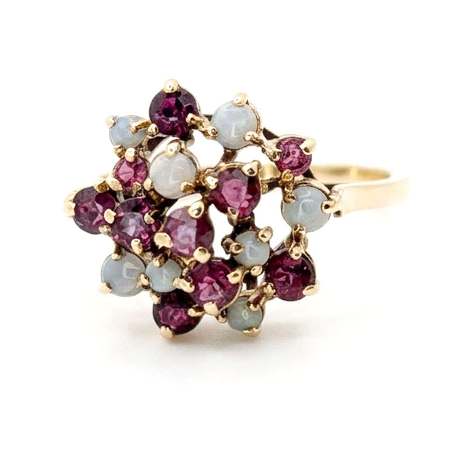 9ct Gold Ruby and Opal Cluster Ring