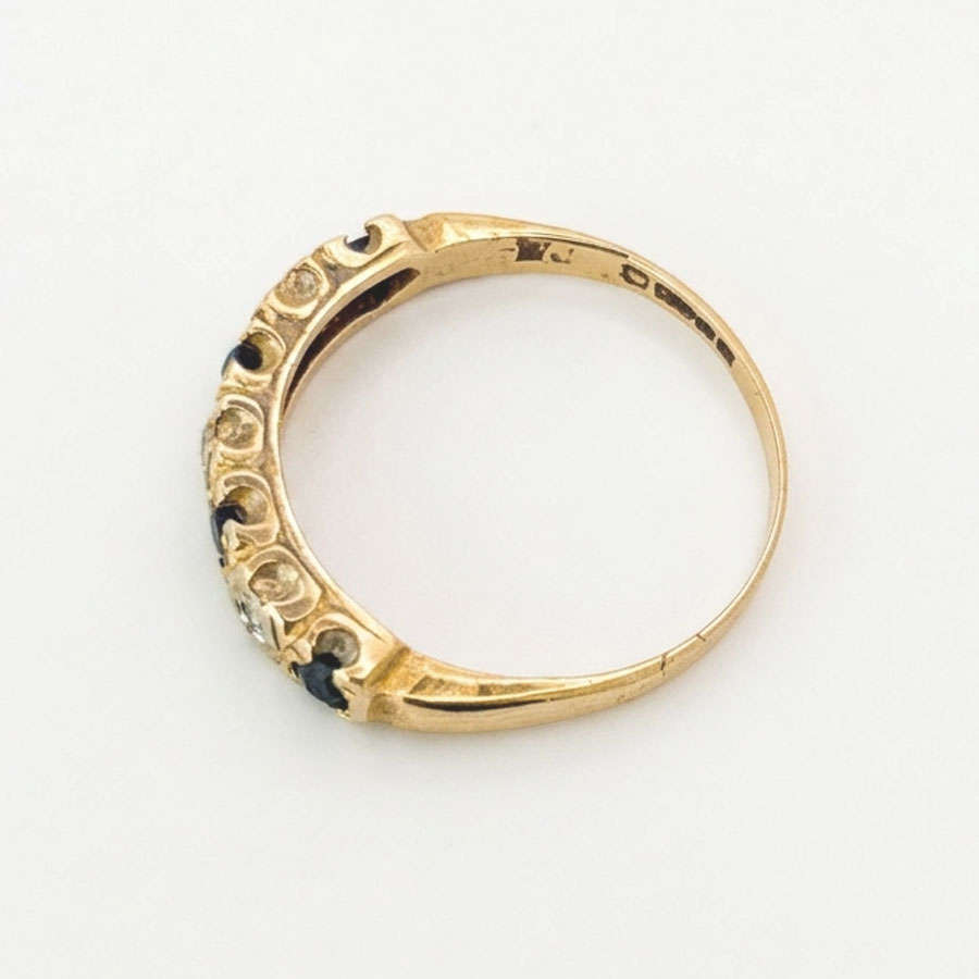 9ct Gold Sapphire & Diamond Half Eternity Ring