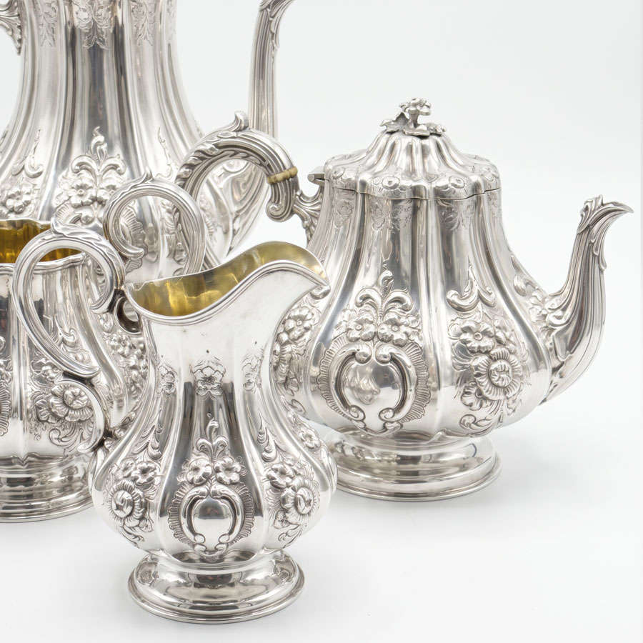 Hallmarked Victorian Silver Four Piece Tea Set