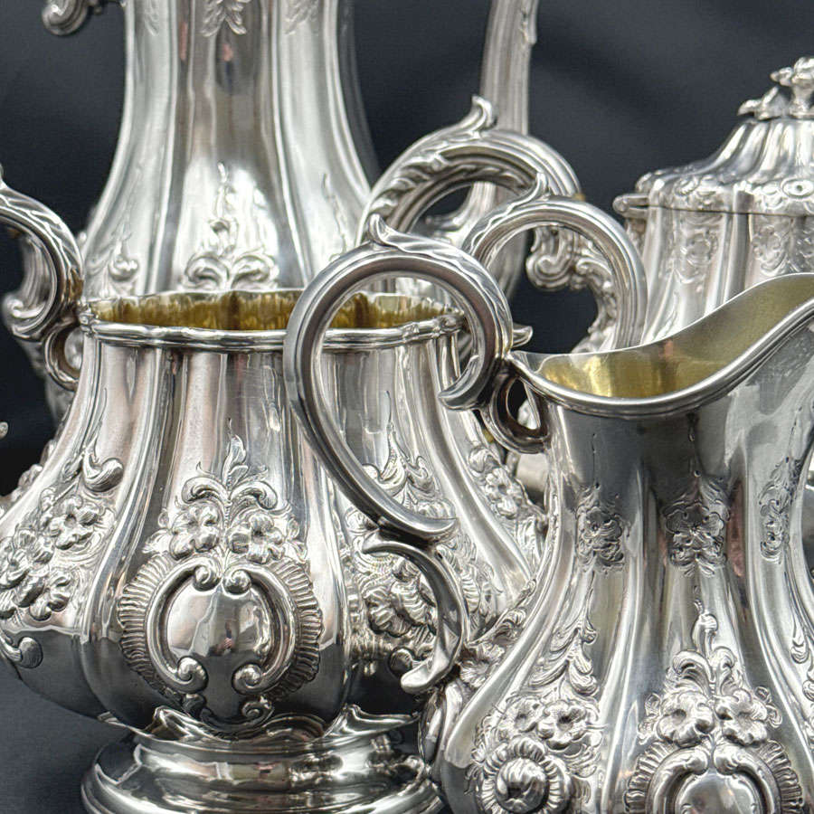 Hallmarked Victorian Silver Four Piece Tea Set