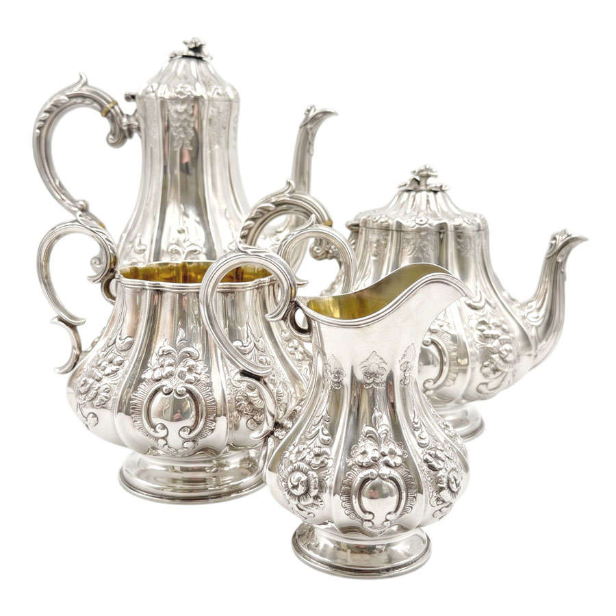 Hallmarked Victorian Silver Four Piece Tea Set