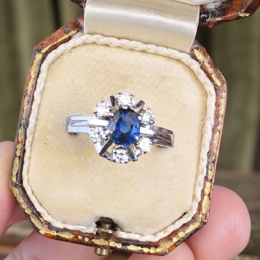 18ct Gold Sapphire & Diamond Cluster Ring