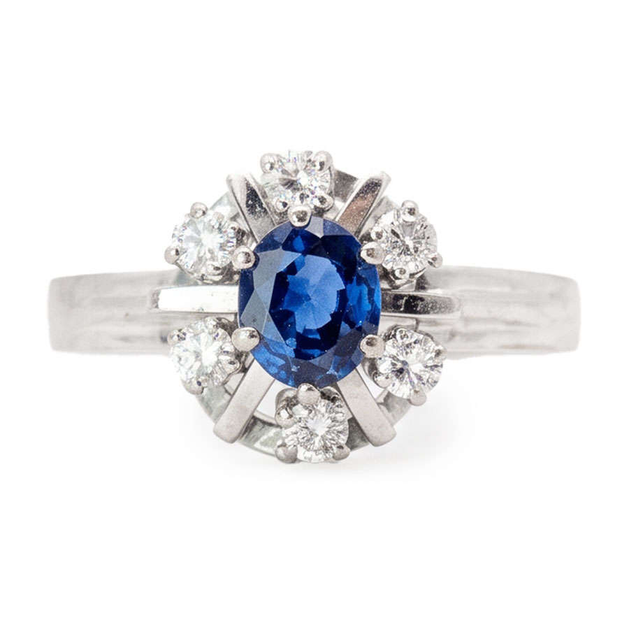 18ct Gold Sapphire & Diamond Cluster Ring