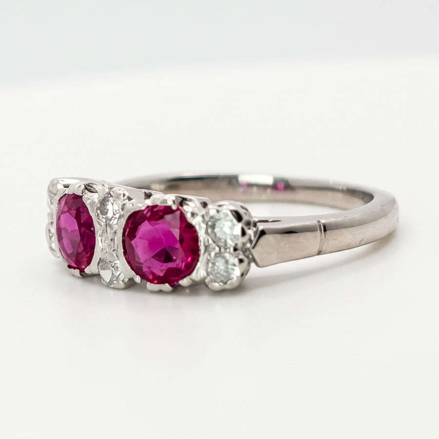 18ct White Gold Ruby and Diamond Ring