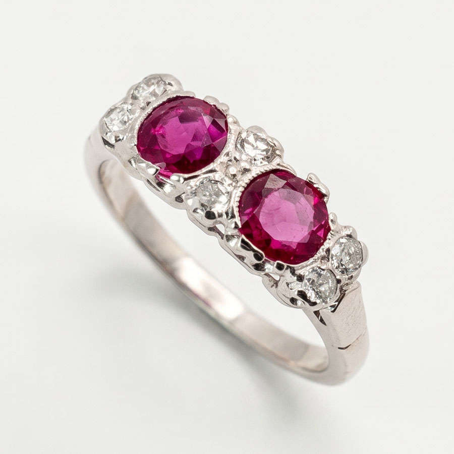 18ct White Gold Ruby and Diamond Ring
