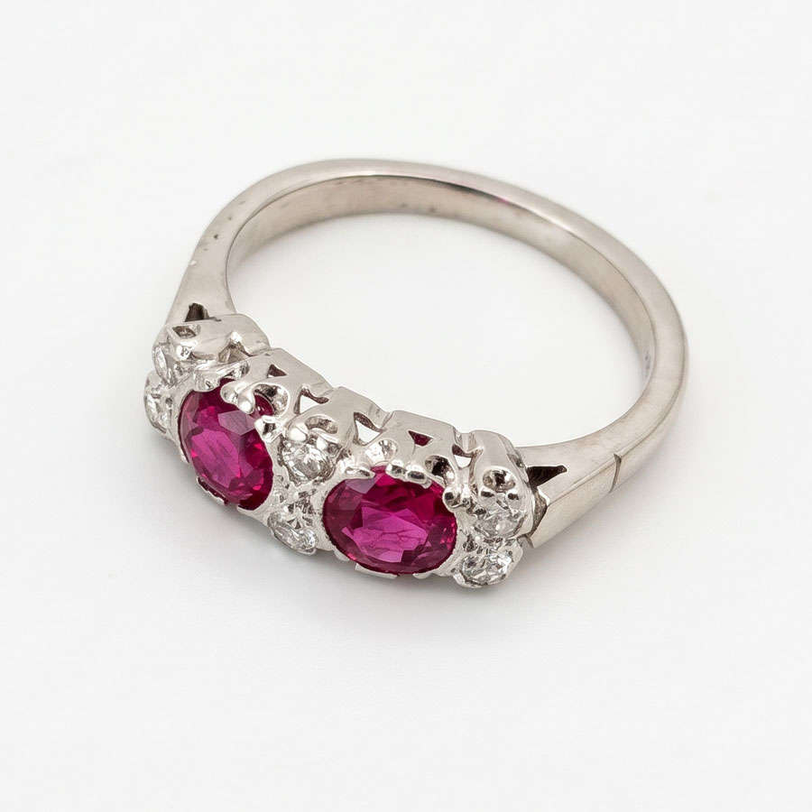 18ct White Gold Ruby and Diamond Ring