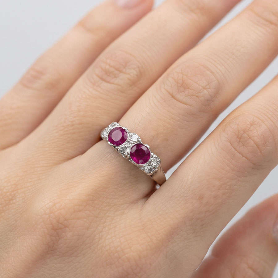 18ct White Gold Ruby and Diamond Ring
