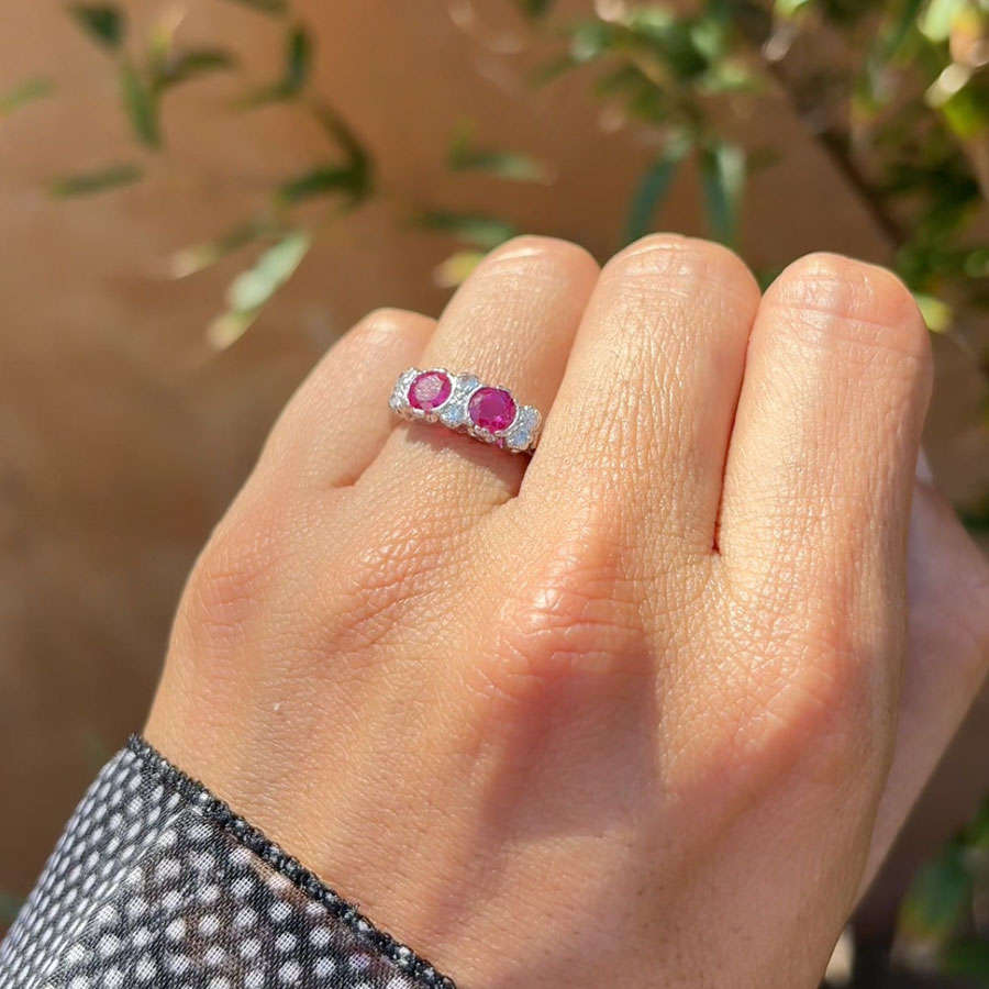 18ct White Gold Ruby and Diamond Ring
