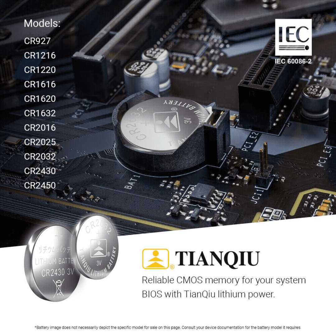 TianQiu CMOS CR2032 3V Button Cell Battery (5 Pack)