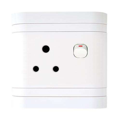 Lesco Single Three-Pin Wall Plug White H100xW100