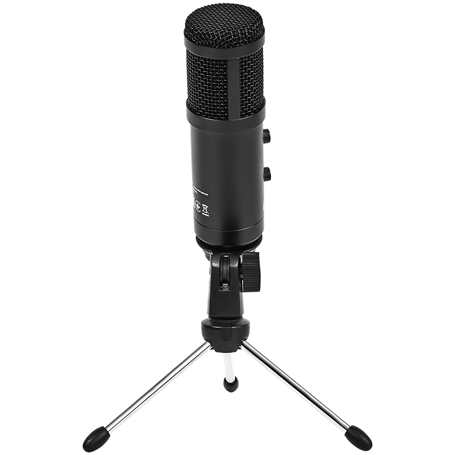 LORGAR Soner 313, Gaming Microphones, Black, USB condenser microphone with Volume Knob & Echo Kob...