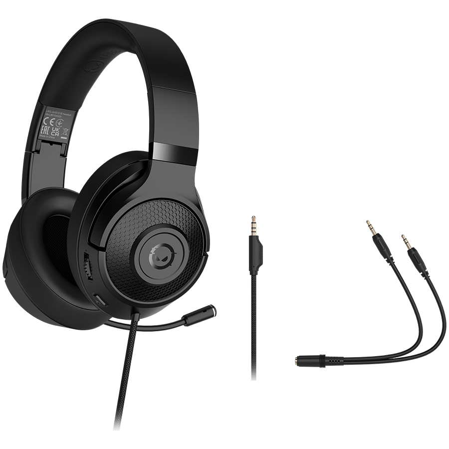 LORGAR Noah 101, Gaming headset with microphone, 3.5mm jack connection, cable length 2m, foldable...