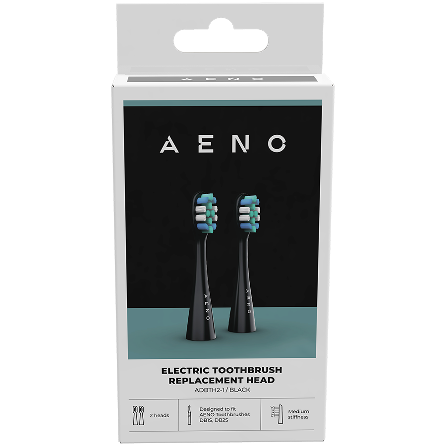 AENO Replacement Toothbrush Heads for DB1S/DB2S, Black, 2 pcs