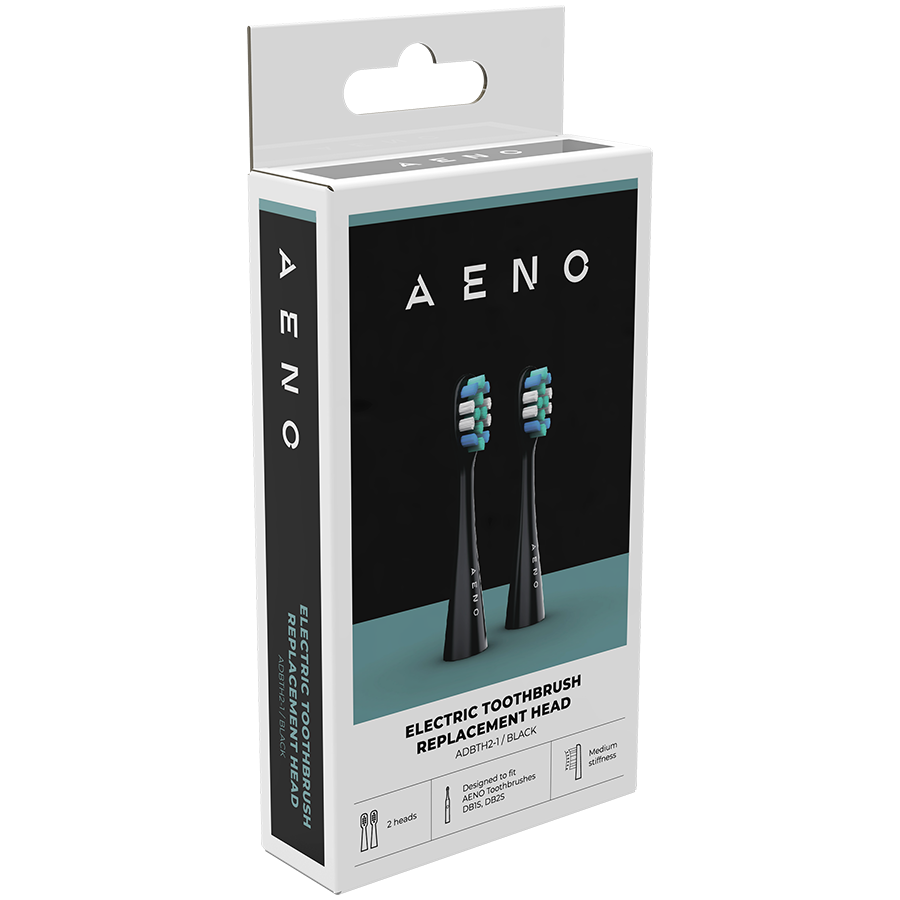 AENO Replacement Toothbrush Heads for DB1S/DB2S, Black, 2 pcs