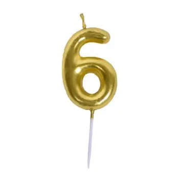 Casey 10cm Gold Numerical Birthday Candle Nr6