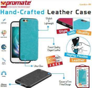Promate Black Lanko i6 Leather Flexible Snap on Case