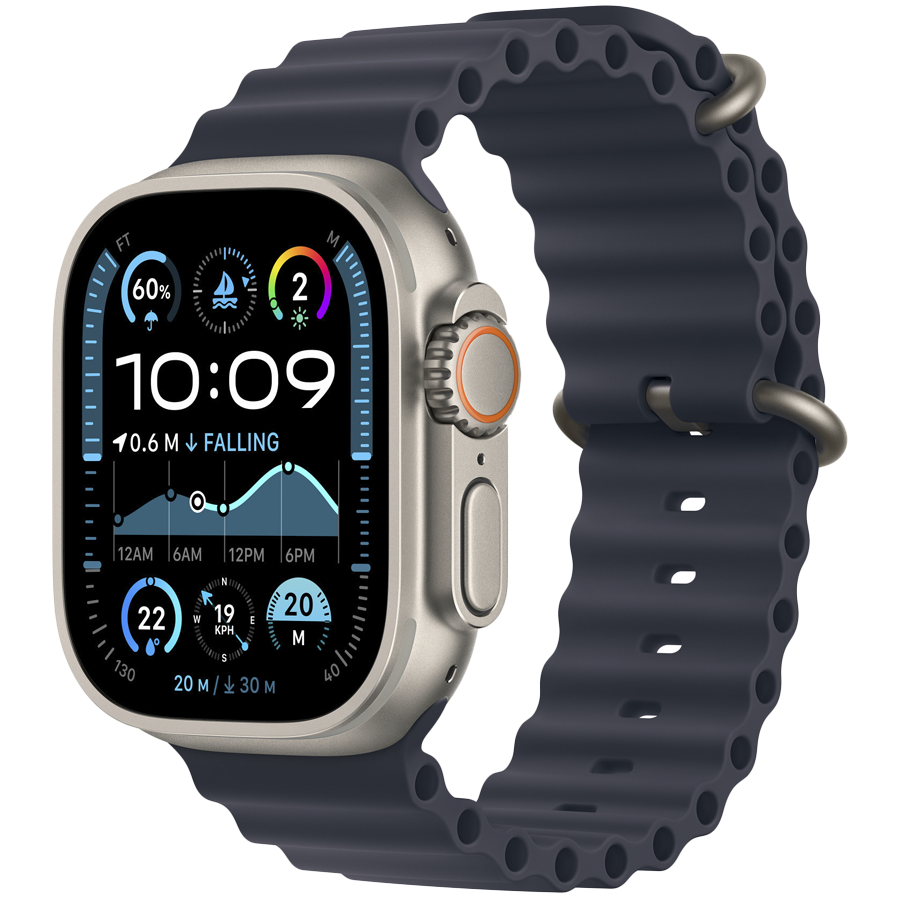 49mm Navy Ocean Band Extension - Natural Titanium Finish