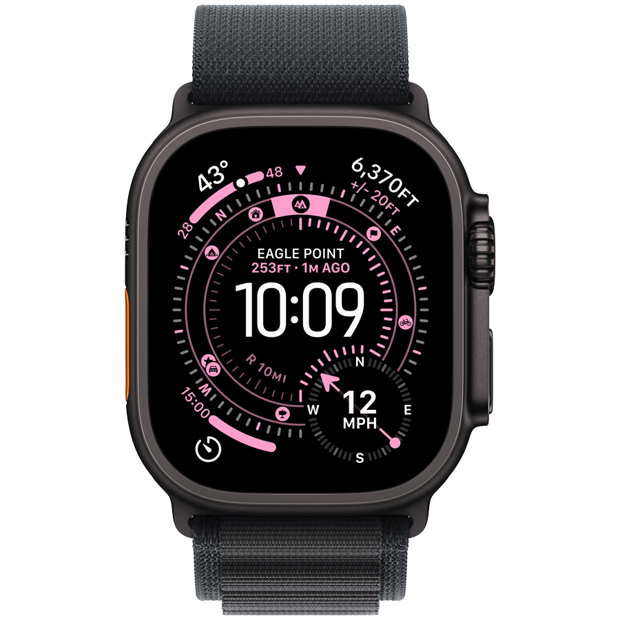 Apple Watch Ultra 3 GPS + Cellular 49mm Black Titanium Case with Black Alpine Loop - Medium,Model...