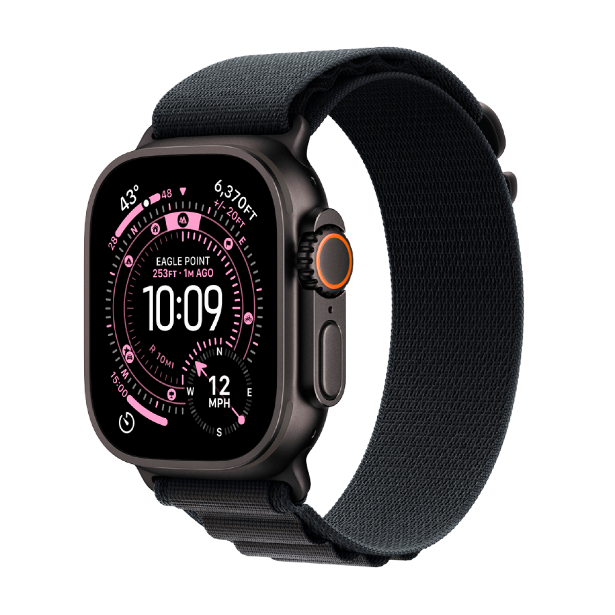 Apple Watch Ultra 3 GPS + Cellular 49mm Black Titanium Case with Black Alpine Loop - Medium,Model...