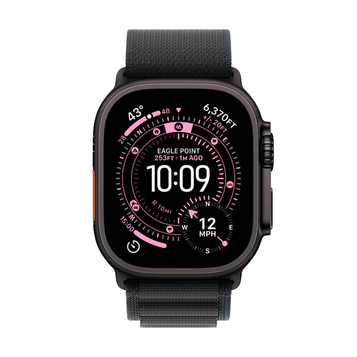 Apple Watch Ultra 3 GPS + Cellular 49mm Black Titanium Case with Black Alpine Loop - Medium,Model...