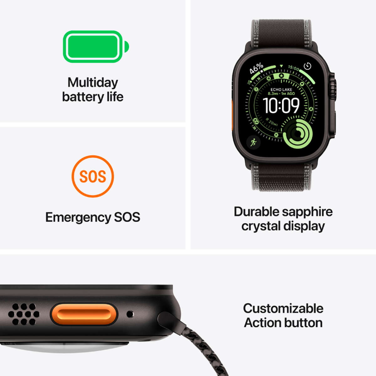 Apple Watch Ultra 3 GPS + Cellular 49mm Black Titanium Case with Black Alpine Loop - Medium,Model...