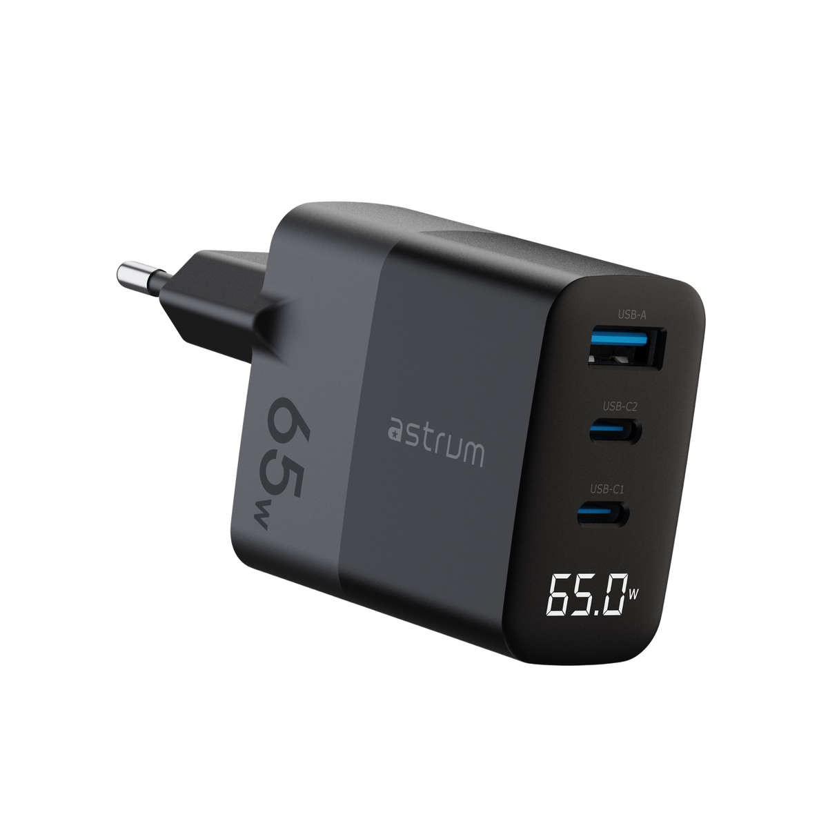 WATZ65G 65W PD WALL CHARGER 1A 2C LCD BK