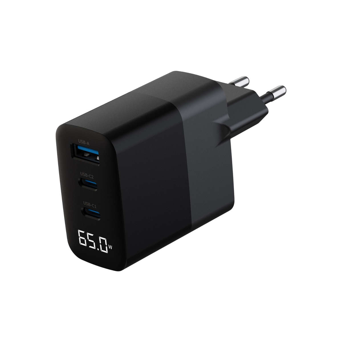 WATZ65G 65W PD WALL CHARGER 1A 2C LCD BK