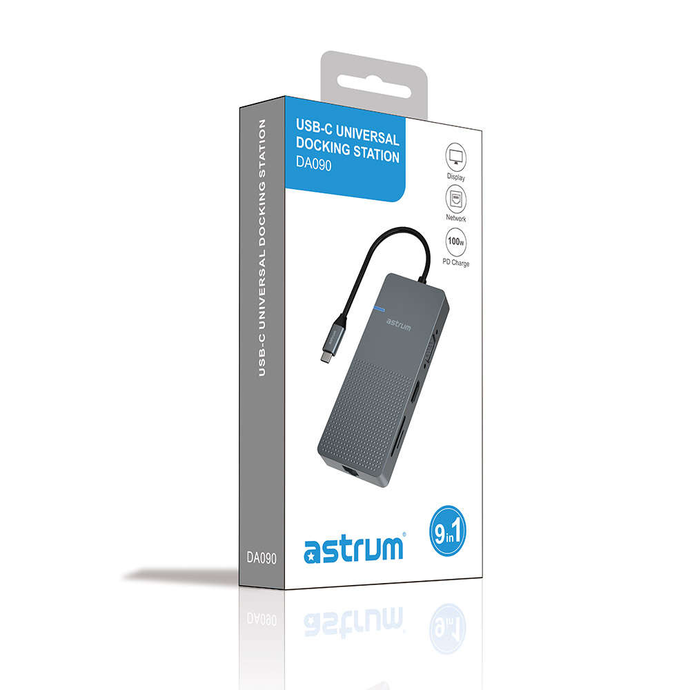 9 IN 1 USB-C HDMI VGA RJ45 TF PD - DA090