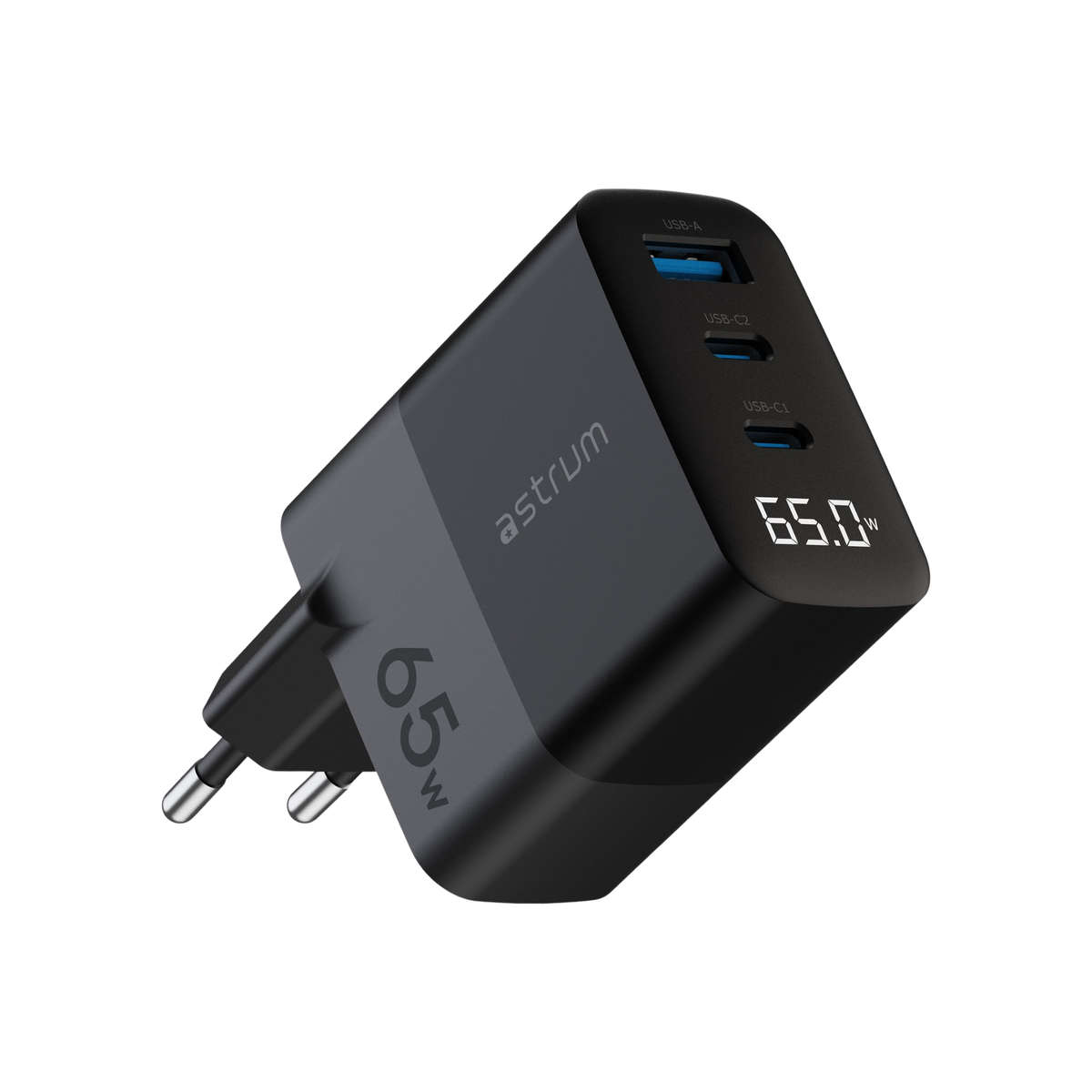 WATZ65G 65W PD WALL CHARGER 1A 2C LCD BK