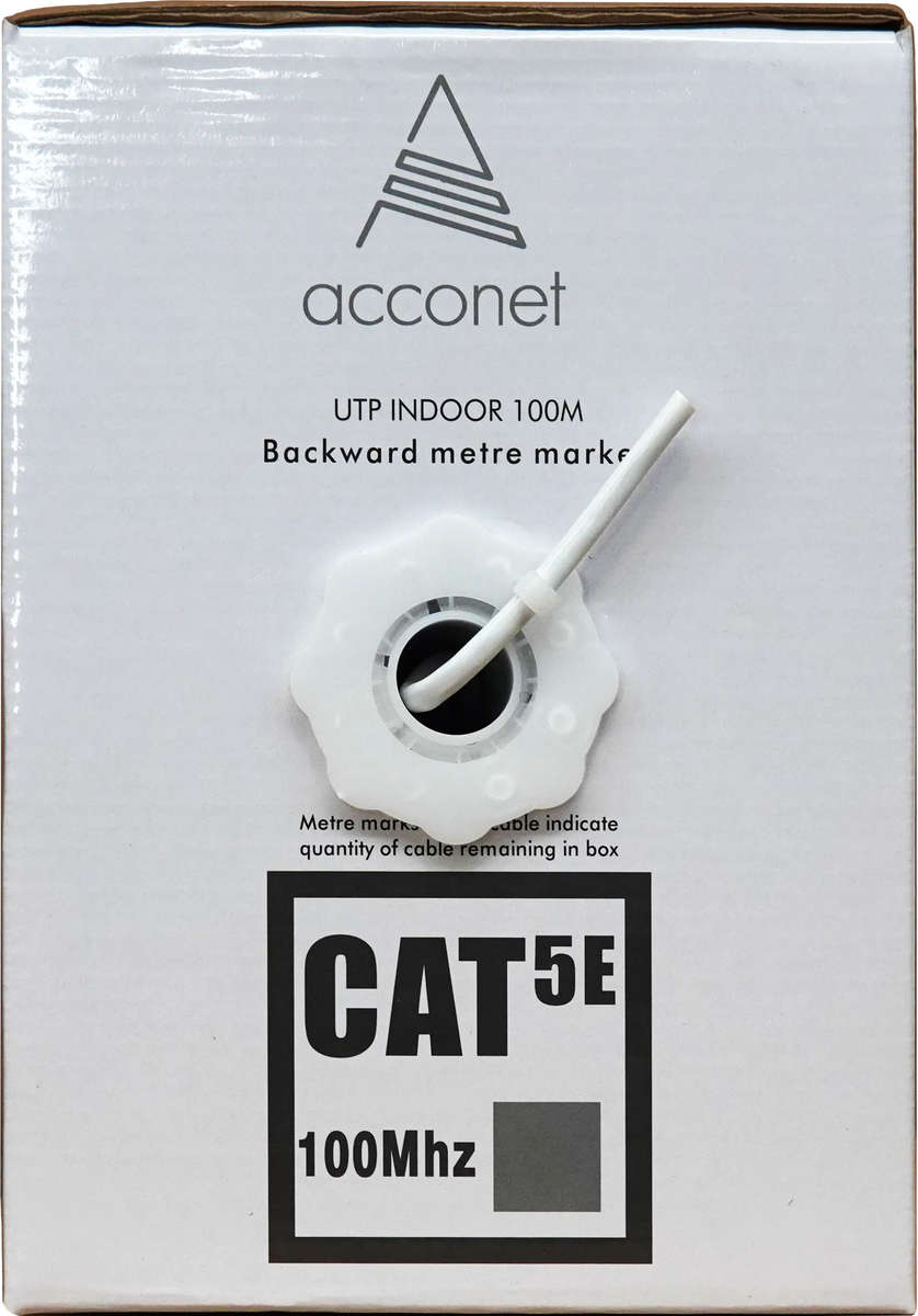 Acconet CAT5e Indoor Ethernet Cable 100m White CCA UTP Pull Box | CAT5-100