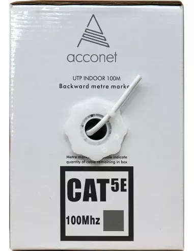 Acconet CAT5e Indoor Ethernet Cable 100m White Solid Copper UTP Pull Box | CAT5-100-SC