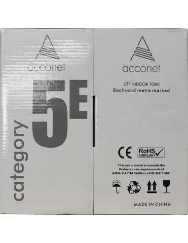 Acconet CAT5e Indoor Ethernet Cable 100m White Solid Copper UTP Pull Box | CAT5-100-SC